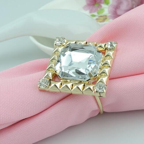 20pcs/lot Hotel special gold ring mouth cloth napkin ring square lattice metal edging big stars Crystal napkin buckle
