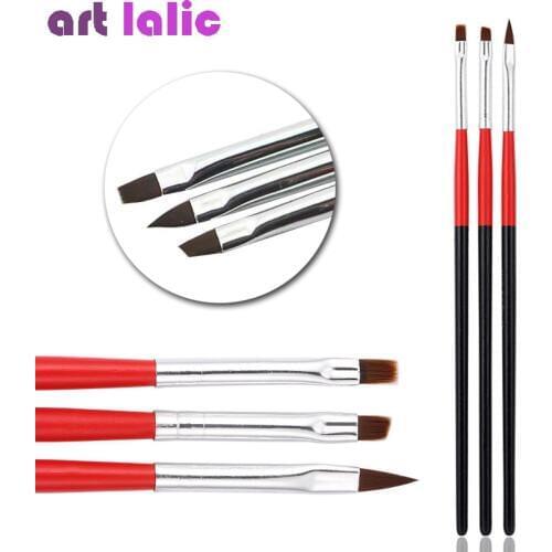 3Pcs Acrylic Nail Art Brush Line Drawing Pen Red UV Gel Carving Pen Brush Liquid Powder DIY Nail Drawing Tools