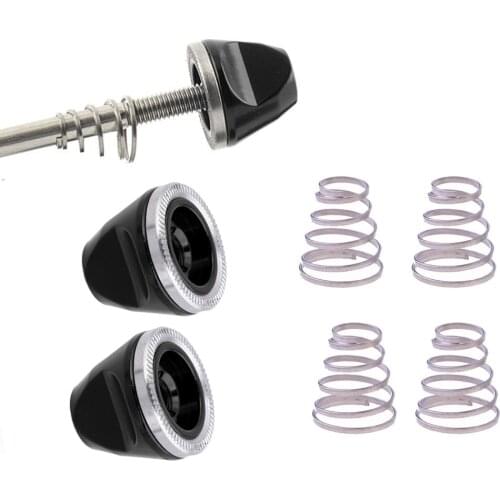 4pcs Quick Release Bike Wheel Skewer Hubs Spring + 2pcs M5 QR Screw Cap Nut Axle Bolt Mountain Anti-slip Bike Parts Accessories