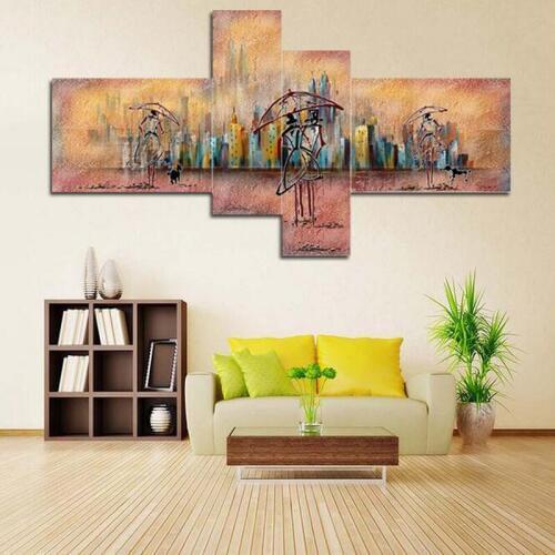 4pcs/lot abstract hand painted decorative wall pictures oil painting on canvas wall art for living room stretched on wooden