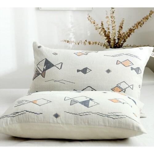48x74cm Nordic Home Bedroom Cotton Gauze Pillowcase Soft Comfortable Breathable Bed Sleeping Pillow Case Pillow Cover 2PCS
