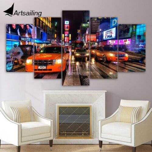 5 panel HD Printed new york nyc usa times square Painting childrens room wall print poster picture canvas Free shipping/ny-2254