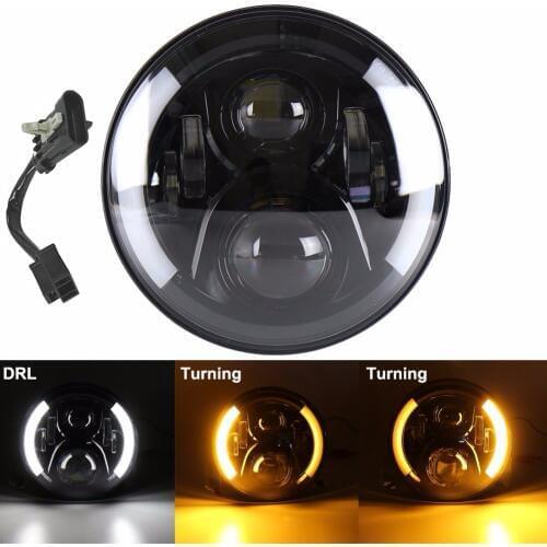 7inch Round 50W Hi/Lo Beam Motorcycle Driving Light with DRL Turn Signal Halo Ring Angle Eyes for motor Fatboy Indian Chieftain