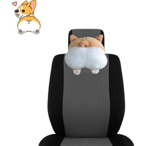 9inch Car Neck Pillow Novelty Cute and Soft 3D Pet Dog Buttocks Car Headrest Seat Neck Cushion Universal Free Shipping