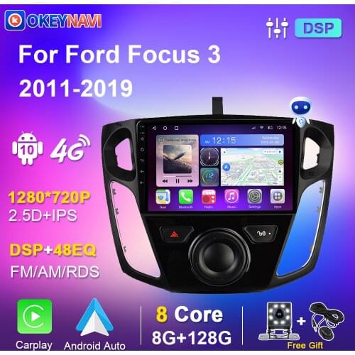Autoradio for Ford Focus 3 2011-2019 Android 10 Car Radio Multimedia Video DVD Player Blu-ray IPS Screen Navigation GPS No 2din