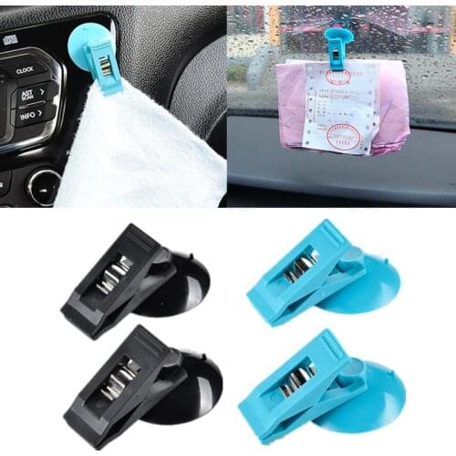 2PCs Car Window Clip Mount Suction Cap Clip Black Plastic Sucker Removable Holder For Sunshade Curtain Towel Ticket Fastener