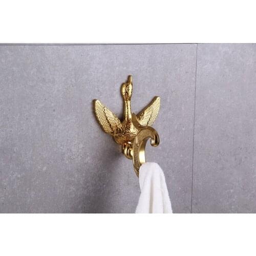 Free shipping gold finish modern Luxurious swan design Robe Hook clothes hook with Crystal