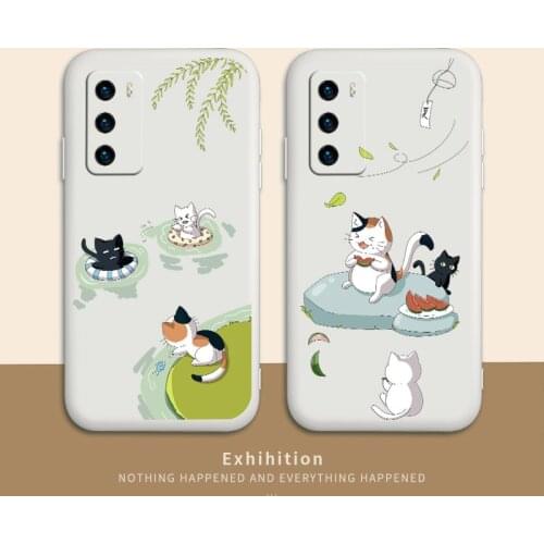Naughty Cat Phone Case For Huawei P40 P40Lite P30 P20 Mate 40 40Pro 30 20 Pro Lite P Smart 2021 Y7a Silicone Cover
