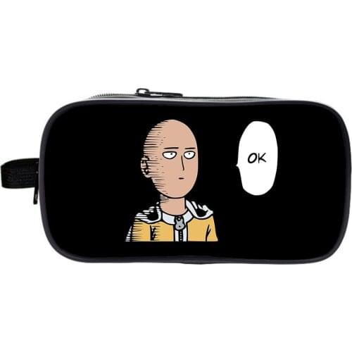 Anime One Punch Man: Saitama Student Stationery Pencil Case Cosmetic Box Storage Bag Kids Wallet Double Zipper Pencil Case