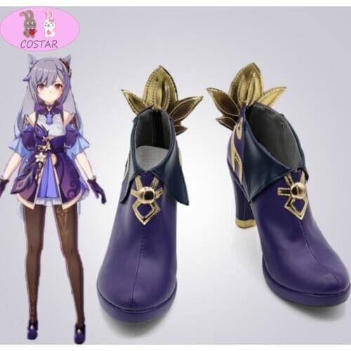 COSTARGame Genshin Impact Keqing Cosplay Shoes Keqing High Heels Cosplay Keqing Shoes Purple High Heels For Women Halloween