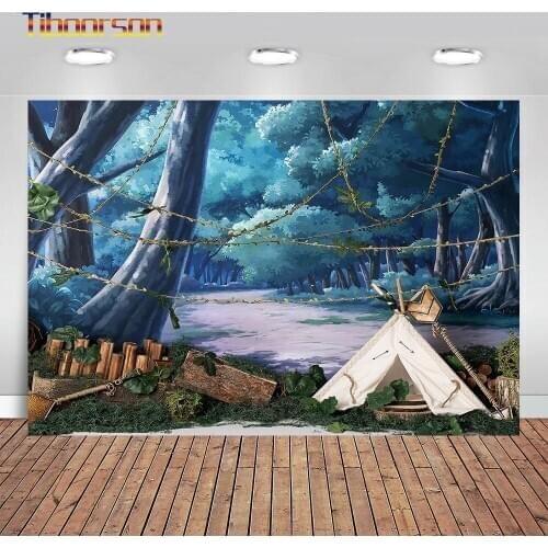 Forest Camping Backdrop Tent Rope Wood Blocks Arrow Adventures Background Stand Photography Photo Studio
