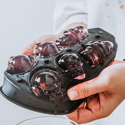 Silicone Mold Ice Cube Maker Skull Shape Chocolate Mould Tray Ice Cream Mould 6-hole Skull Ice Lattice Silicone 3D Ghost Face