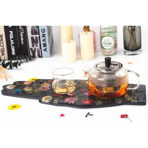 Big Palm Fruit Disc Tea Plate Tray Coaster Molds Resin Casting Silicone Coaster Mold For Cake Fruit Holder Epoxy Tray Molds