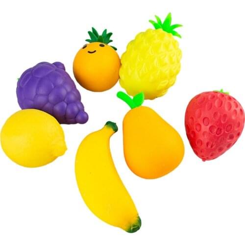 7PCS/Set Fruit Squeezing Toy Pull Stretch Relaxing Calm Focus Toy Soft Simulation Fruit Food Model Unzip Anti Stress For Adult