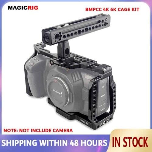 MAGICRIG Camera Cage with Rotatable NATO Handle for Blackmagic Pocket Cinema Camera 4K External Field Monitor Microphone Light