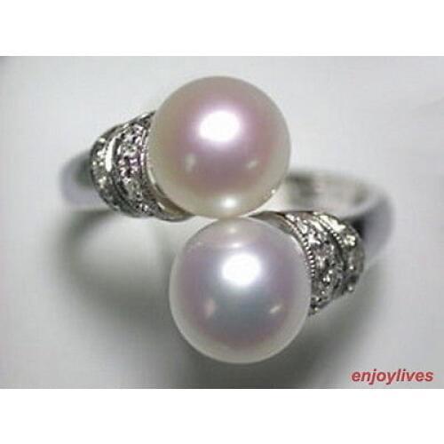 6-7MM White freshwater Pearl Beads Ring US size 6 7 8 9# Girl WOMEN ringe for women sterling--jewelry