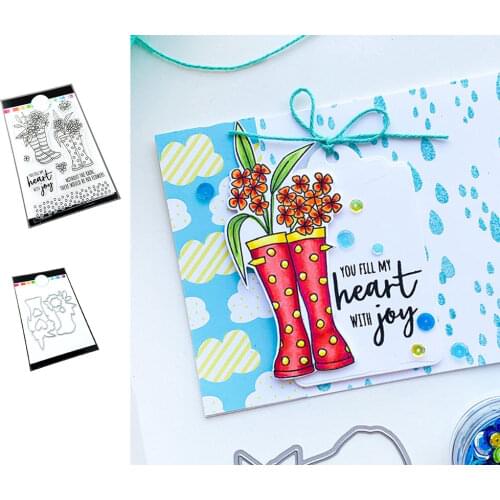 Creativity Rain Boots Flowers Background Decoration Metal Cutting Stencil DIY Scrapbooking Card Craft Making Stencil 2021 Newest