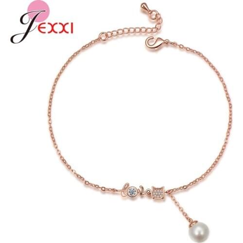 Micro-Inlay Cubic Zirconia S925 Sterling Silver Pearl Charm Bracelet for Female Girl Child Animal Cat Birthday Gift Jewellery
