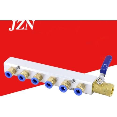 Confluence plate gas exhaust multi-pipe gas block air circuit distributor split flow straight through pneumatic quick connector