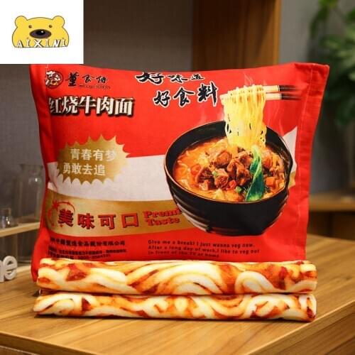 Simulation Instant Noodles Plush Food Pillows with Blanket Stuffed Noodles Girls Gift Food Plush Toy Kawaii Blanket Plush Pillow