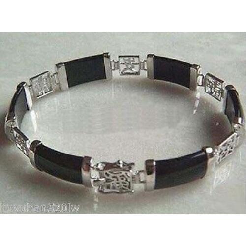 FASHION Black stone Bracelet 7.5" AAA style Fine jewe Noble 100% Natural stone 5.26