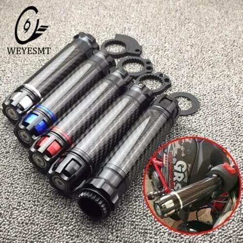 Motorcycle carbon fiber CNC Universal 7/8'' 22mm Handlebar Hand Handle Bar CAPS Grips Racing Cafe Racer For Gsr600 Vespa Gts300