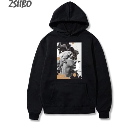 Mens Sweatshirts Unisex Michelangelo Statue David Printed Hoodie Harajuku Casual Funny Print Hoodies Male Streetwear 2019 Tops