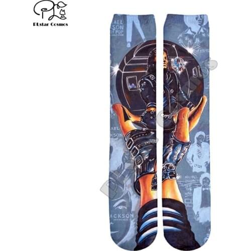 PLstar Cosmos Newest Pop King Singer Musician Michael Jackson HipHop 3DPrint Women/Men/Boy/Girl Cool Warm Cotton Ankle Socks A2