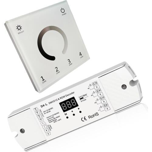 New Led DMX Master Controller Dimmer D4-L 4 Channel DMX512 Deocder AC85V-240V Touch Panel Wall Multi Function Touchable