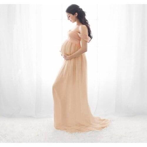 Off Shoulder Pregnancy Dress Women Maternity Dresses For Photo Shoot Ruffled Nursing Long Dress Pregnants Lace Sexy Photography