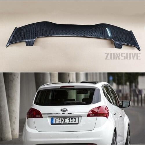 Use For KIA Venga 2015 Spoiler ABS Plastic Carbon Fiber Look Hatchback Roof Rear Wing Body Kit Accessories