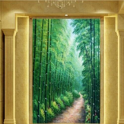 Dropship 3D Custom Photo Wallpaper Modern Oil Painting Design Bamboo Passageway Hotel Backdrop Decoration Mural Custom Wallpaper