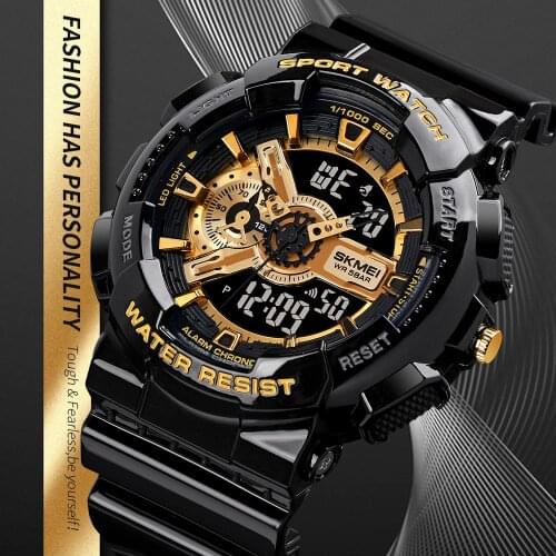 Luxury Fashion Digital Watch Men Shockproof Waterproof Dual Wristwatch LED Chrono Alarm Clock Mens Watches SKMEI Cool Bracelet