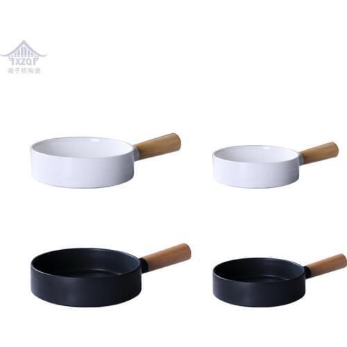 Christmas Ceramic Western food matte home bake wooden handle roast plate cheese baked rice pasta dish