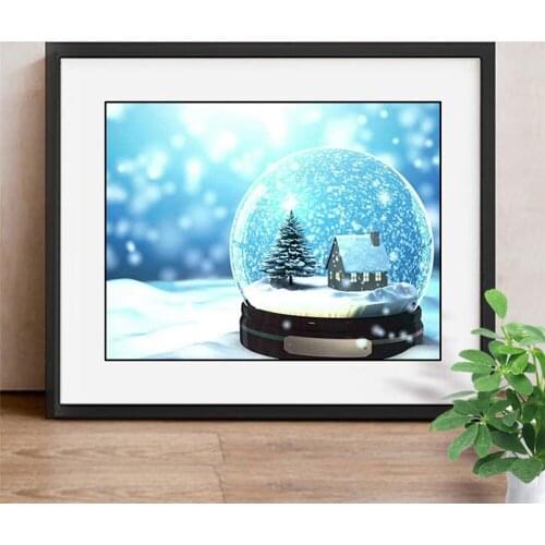 Snow Globe Printed Water-Soluble Canvas 11CT Cross Stitch Complete Kit Embroidery DMC Threads Handiwork Craft Wholesale