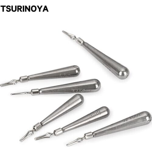 TSURINOYA 3.5g 5.0g Tungsten Steel Sinker Skinny Drop Shot Weights Fishing Group Tackle Soft Lure Tools Deep Water Jig Head