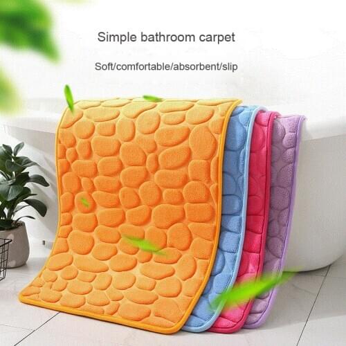 Bathroom Carpet Memory Foam Rug Coral Fleece Mats Set Non-Slip Pebble Flannel Pad Floor Carpet Set Mattress for Bathroom Decor