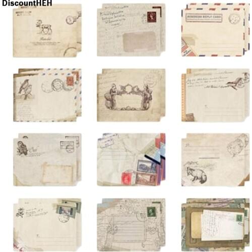 12 pcs/set Vintage Small Mini Kraft Paper Window Envelopes wedding invitation envelope gift envelope Ancien