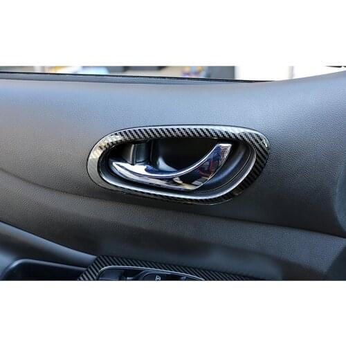 For Nissan Navara NP300 2017 2018 2019 Carbon Fiber Interior Inner Door Handle Catch Cover Trim Inserting Panel Car Accessories