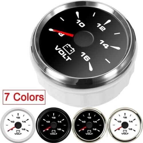 7 Colors Voltmeter 52mm Waterproof Car Boat Volt Gauge Volt Meter instrument panel motorcycle Marine Voltage Meter fit 8~ 16V