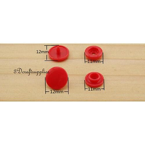 Snap fastener KAM Resin Plastic Snap Buttons poppers 12 mm 100 sets red AT1i