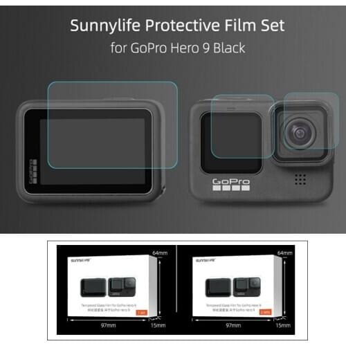 Protective Film Combo Tempered Glass Lens Film Front Back Screen Protector For GoPro Hero 9 Black Action Camera Accessories