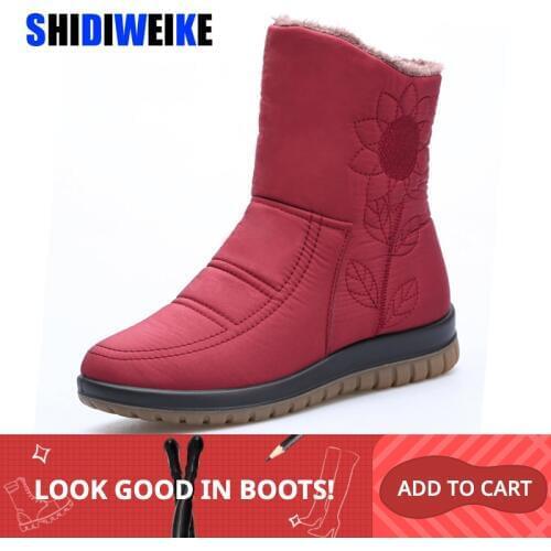 Winter Women Snow Boots Ladies Waterproof Warm Ankle Boots Wedges Platform Plush Shoes female Botas Mujer Zapatos Embroider boot