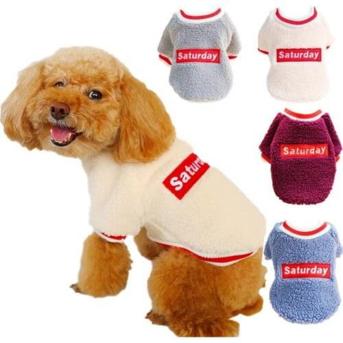 Winter Warm Pet Clothes Letter Printed Dog Shirt Sweatshirt Puppy Pullover Clothing Suitable Pet Apparel for Small Medium Dogs