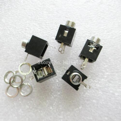 10PCS/LOT 3.5 pairs of 3.5-channel stereo audio jack socket with nut / 301M stereo PJ301M