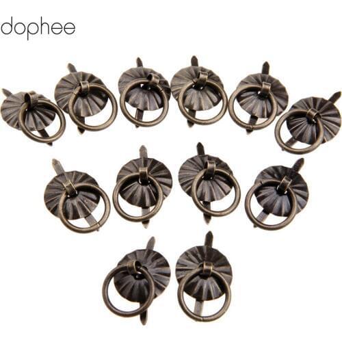 12PCS Vintage Ring Pull Knobs Jewelry Box Cabinet Drawer Handles Furniture Knobs Cupboard Dresser Handles Bronze/Gold
