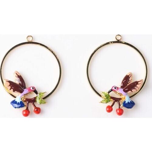 2 pcs/lot Bird Alloy Ring Pendant Buttons Jewelry Earrings Choker DIY Accessories Handmade for Lady Best Gift Craft Components