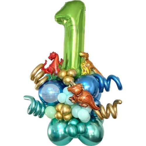 37pcs Jungle Dinosaur Balloons Set Green Gold Number Foil Balloon Kids Birthday Party Baby Shower Decoration Jurassic World Ball