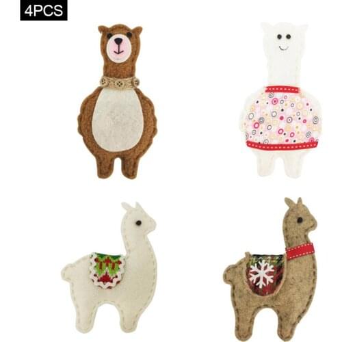 4PCS Mini Felt Christmas Tree Pendants Plush Alpaca Set Christmas Hanging Ornaments Decoration Drop Shipping
