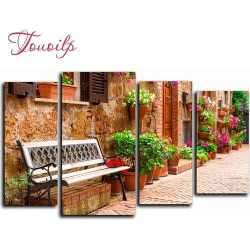 4pcs,Full,square&round Diamond Embroidery,Street view 5d Diamond Painting,Cross Stitch,3D,Diamond Mosaic,diamond pattern,Crafts